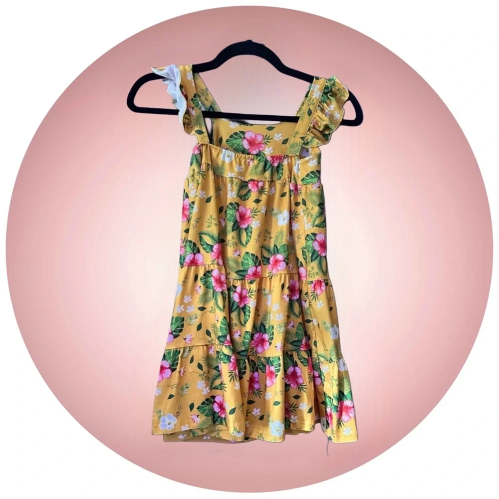 Yellow Flower Dress Girls Size 5/6 - Picture 2 of 4